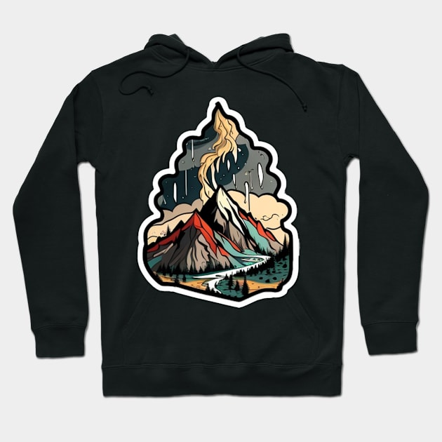 Mountains Vintage Sticker Hoodie by Walford-Designs